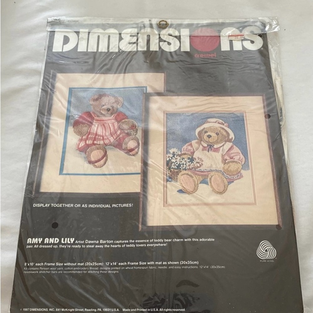 Dimensions Amy & Lily Bears Embroidery Kit